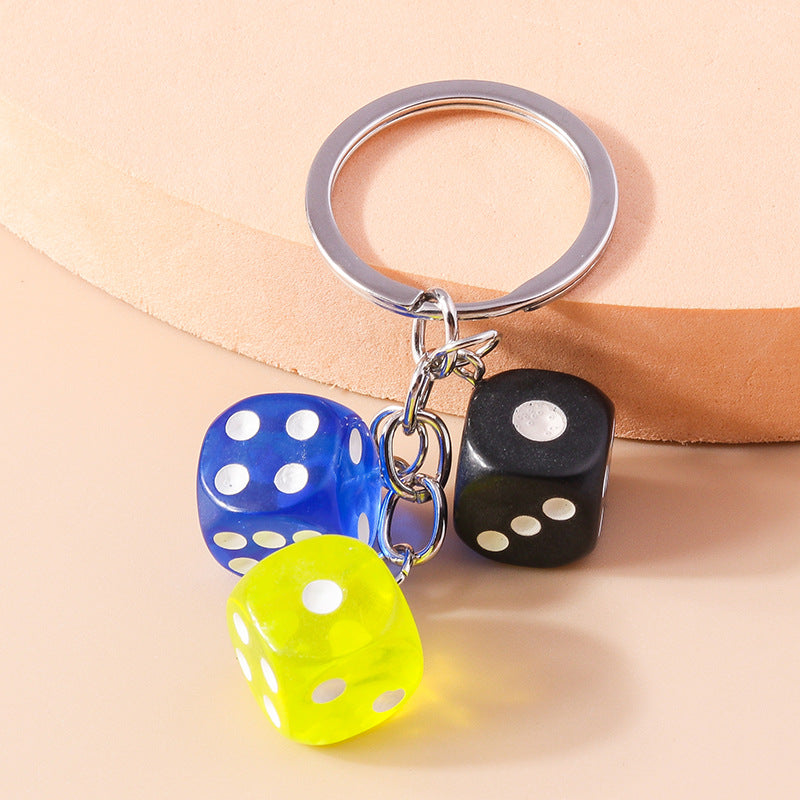 Wholesale Resin Geometry Square Dice Keychain